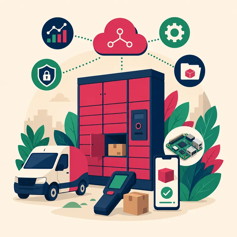 Illustration of the ParcelGrid intelligent parcel-locker ecosystem concept